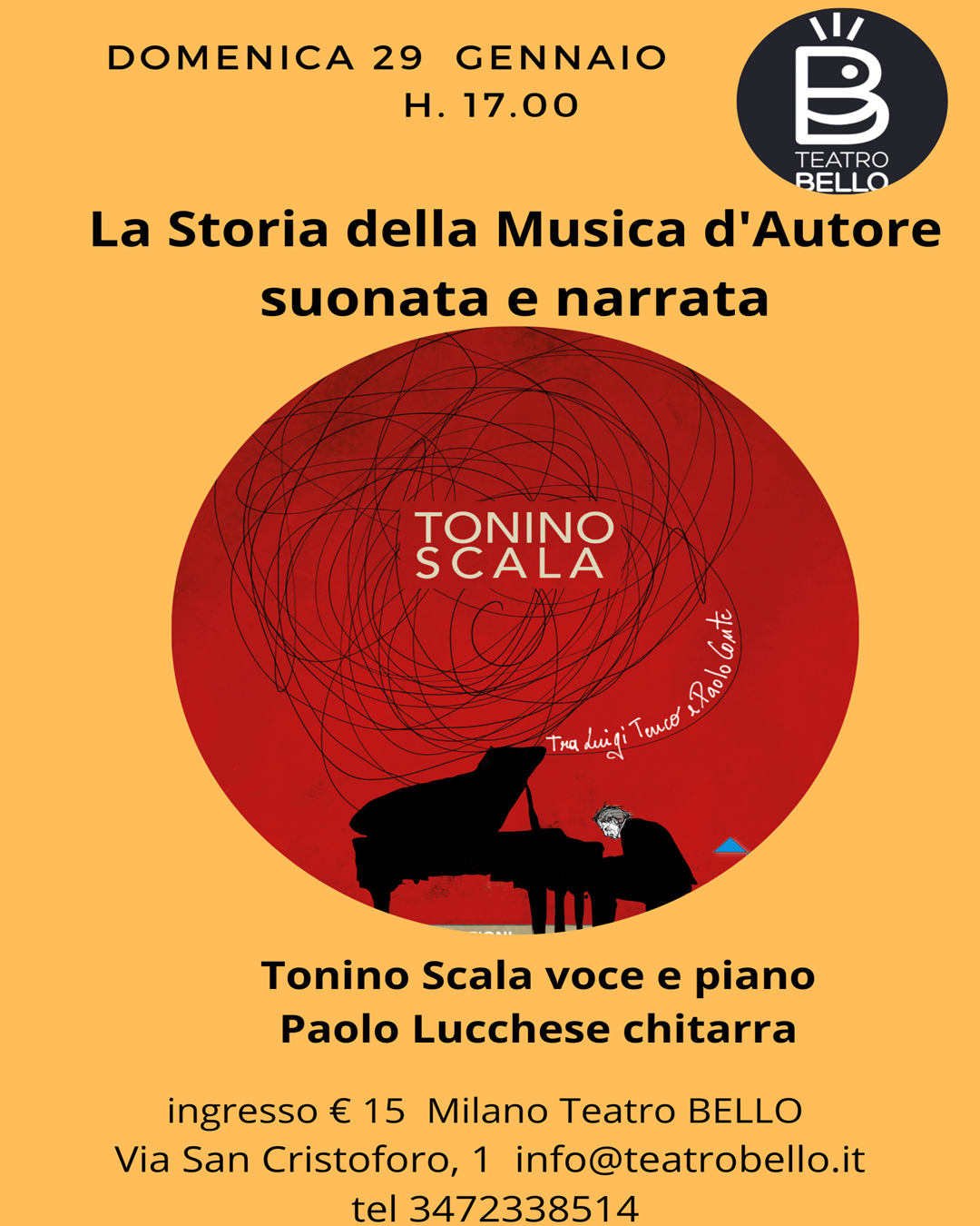 Storia della musica d'autore suonata e narrata, sabato 29 al Teatro Bello  con Tonino Scala la scuola genovese. - Gazzetta di Milano